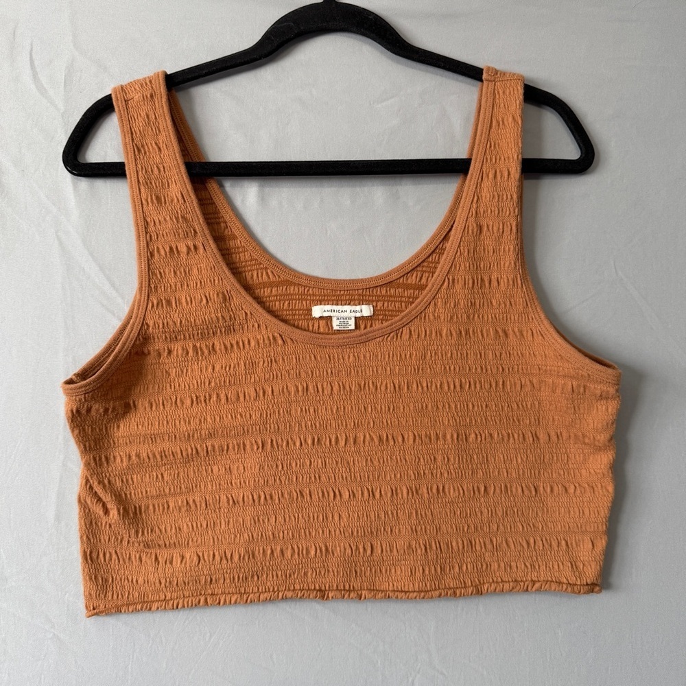 American Eagle Women Boho Crop Top XL Rust Festival Summer Resortwear Goblincore